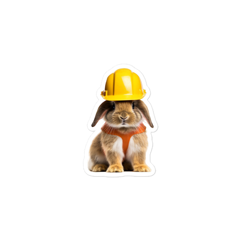 Jersey Wooly Contractor Bunny Sticker - Stickerfy.ai