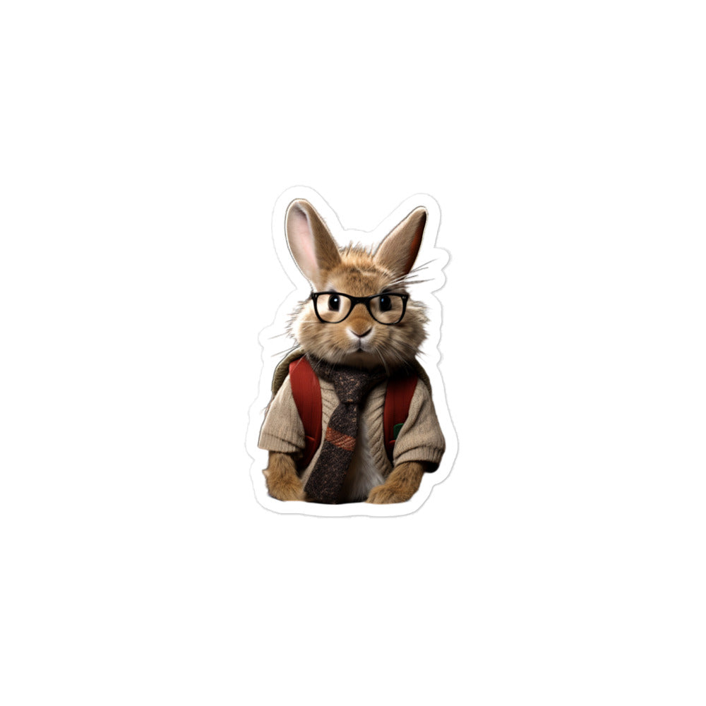 Jersey Wooly Enthusiastic Student Bunny Sticker - Stickerfy.ai