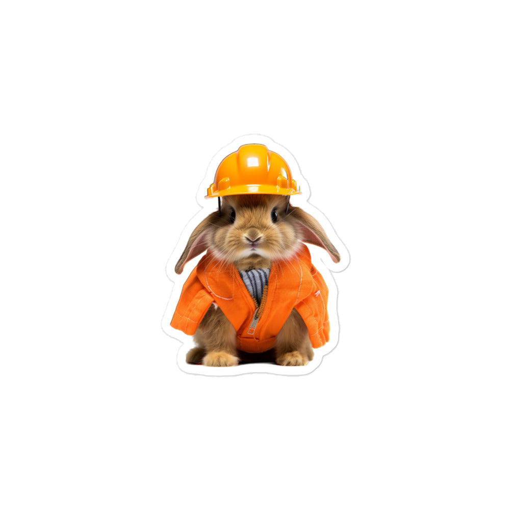 Jersey Wooly Contractor Bunny Sticker - Stickerfy.ai