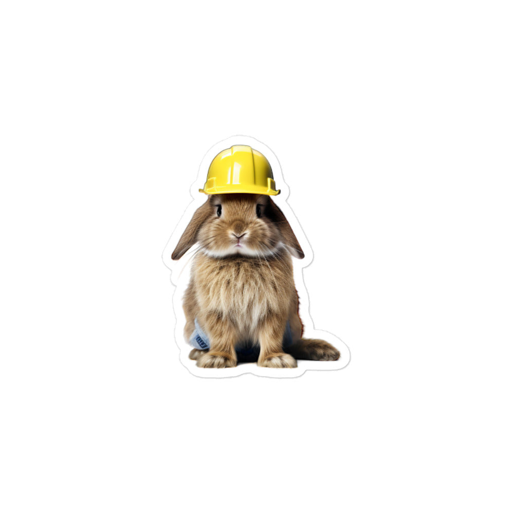 Jersey Wooly Contractor Bunny Sticker - Stickerfy.ai