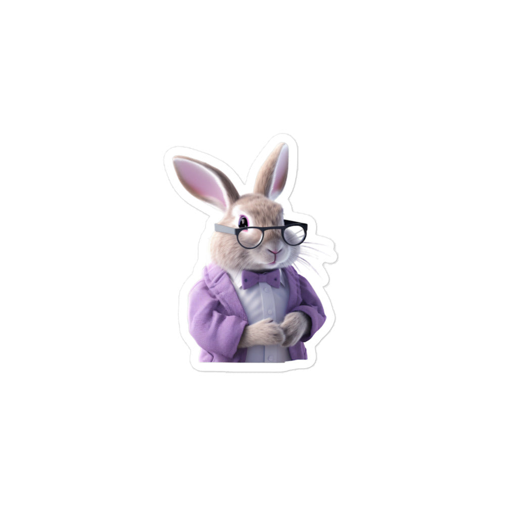 Lilac Enthusiastic Student Bunny Sticker - Stickerfy.ai