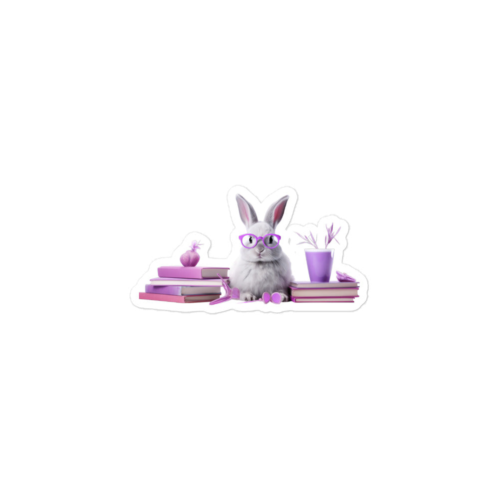 Lilac Enthusiastic Student Bunny Sticker - Stickerfy.ai