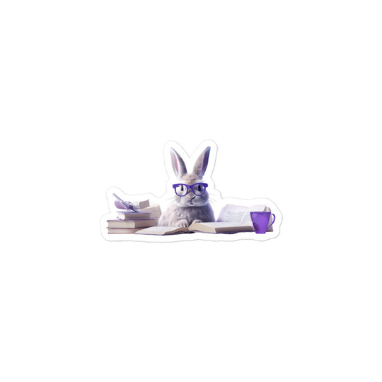 Lilac Enthusiastic Student Bunny Sticker - Stickerfy.ai