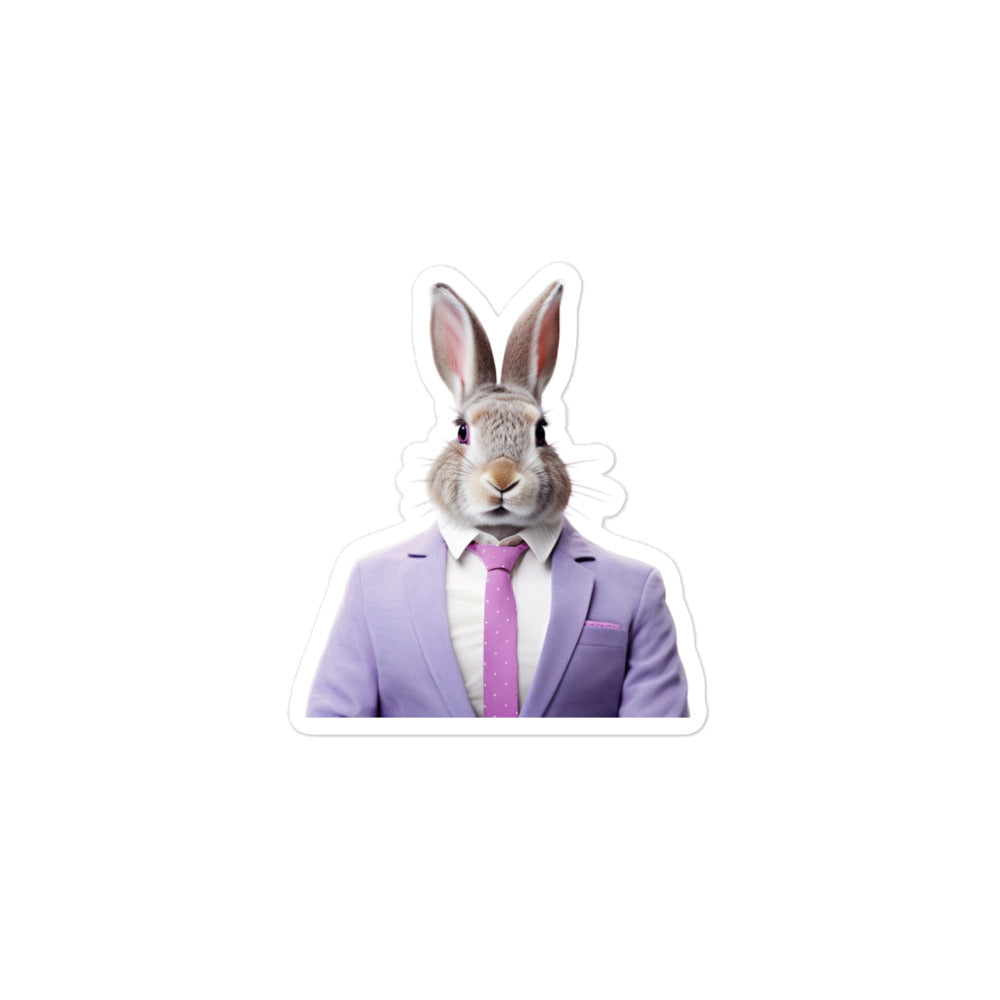 Lilac Persuasive Sales Bunny Sticker - Stickerfy.ai