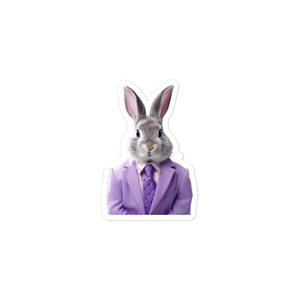 Lilac Persuasive Sales Bunny Sticker - Stickerfy.ai