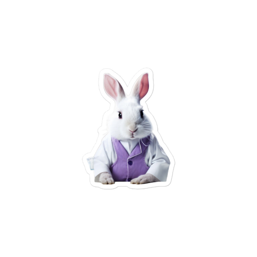 Lilac Knowledgeable Pharmacist Bunny Sticker - Stickerfy.ai