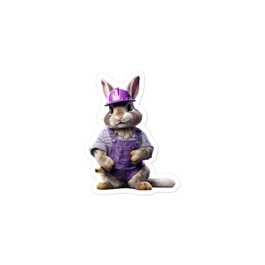 Lilac Contractor Bunny Sticker - Stickerfy.ai