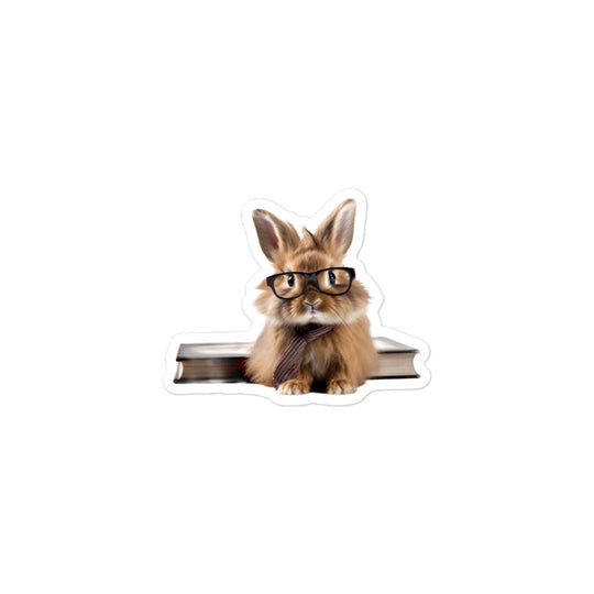 Lionhead Enthusiastic Student Bunny Sticker - Stickerfy.ai