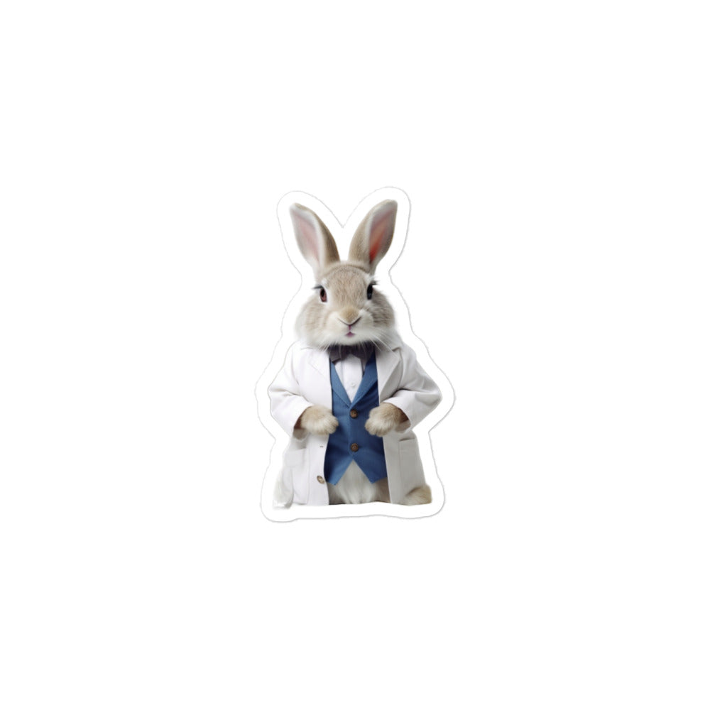 Lionhead Knowledgeable Pharmacist Bunny Sticker - Stickerfy.ai