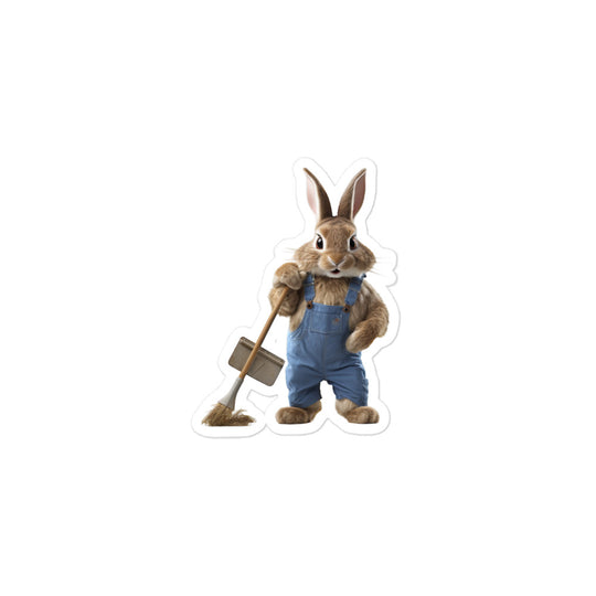 Lionhead Diligent Janitor Bunny Sticker - Stickerfy.ai