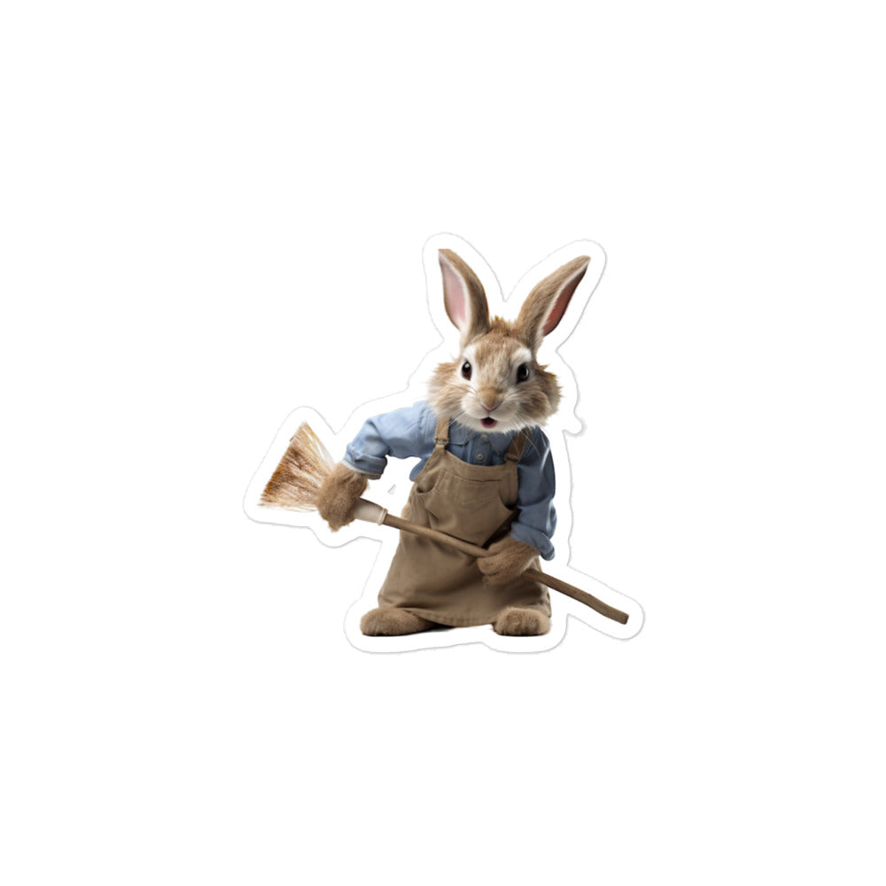 Lionhead Diligent Janitor Bunny Sticker - Stickerfy.ai