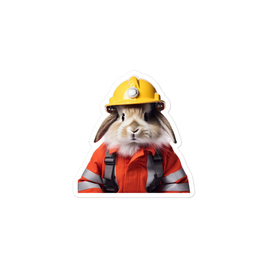 Lionhead Brave Firefighter Bunny Sticker - Stickerfy.ai