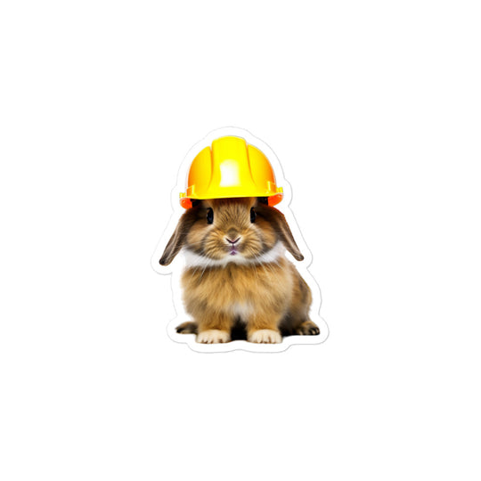 Lionhead Contractor Bunny Sticker - Stickerfy.ai