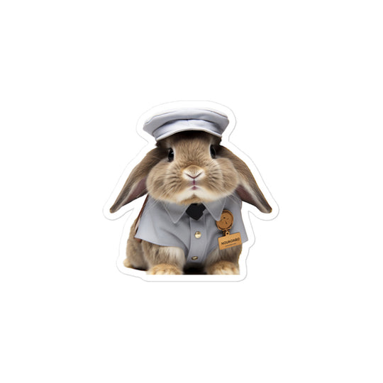 Mini Lop Transit Operator Bunny Sticker - Stickerfy.ai