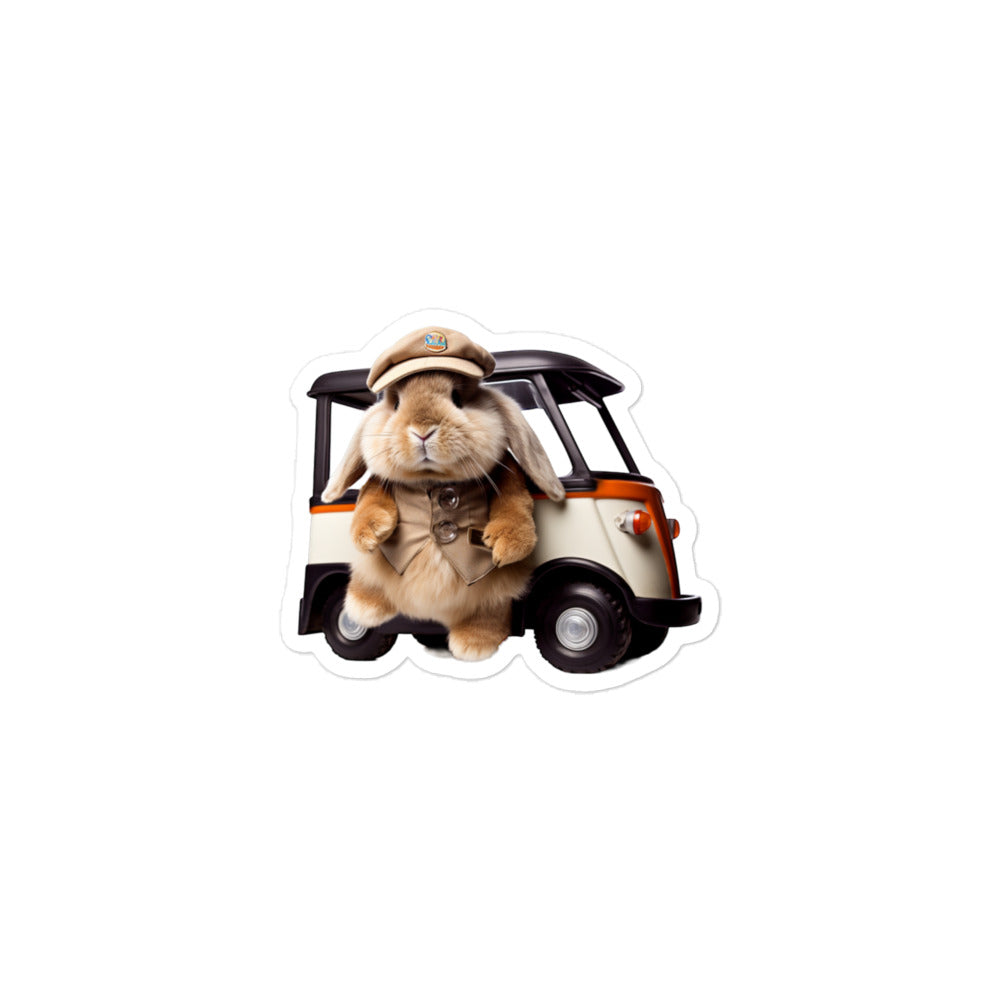 Mini Lop Transit Operator Bunny Sticker - Stickerfy.ai