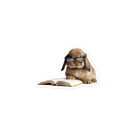 Mini Lop Enthusiastic Student Bunny Sticker - Stickerfy.ai