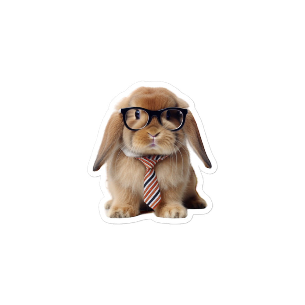 Mini Lop Enthusiastic Student Bunny Sticker - Stickerfy.ai