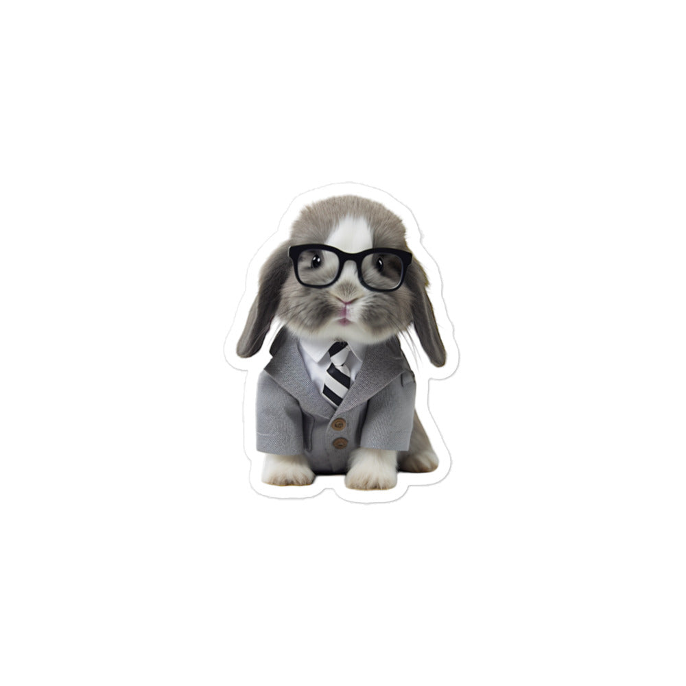 Mini Lop Persuasive Sales Bunny Sticker - Stickerfy.ai