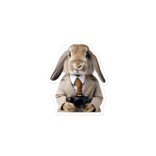 Mini Lop Persuasive Sales Bunny Sticker - Stickerfy.ai