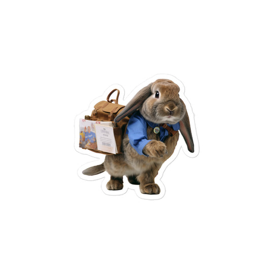 Mini Lop Mail Carrier Bunny Sticker - Stickerfy.ai