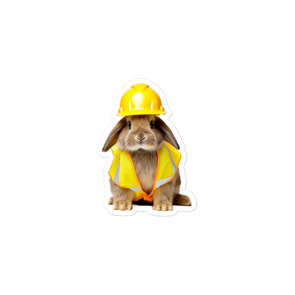 Mini Lop Contractor Bunny Sticker - Stickerfy.ai