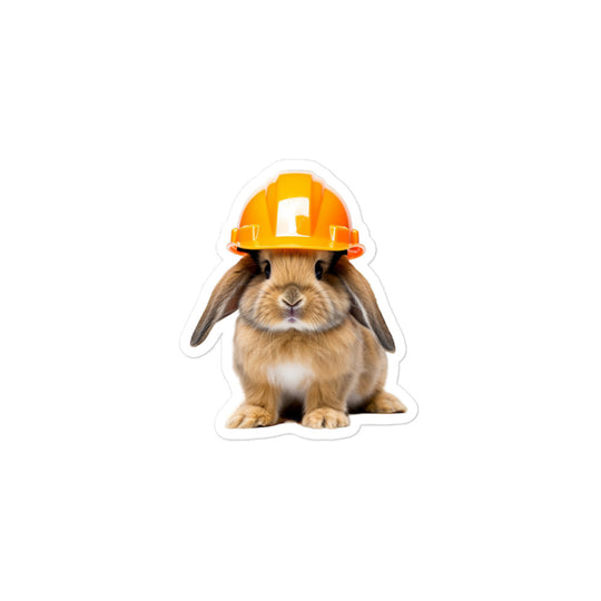 Mini Lop Contractor Bunny Sticker - Stickerfy.ai