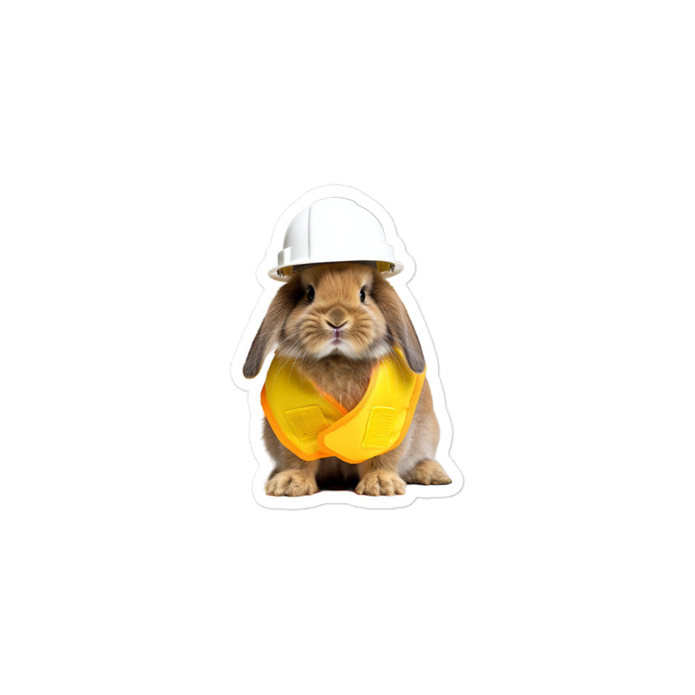 Mini Lop Contractor Bunny Sticker - Stickerfy.ai