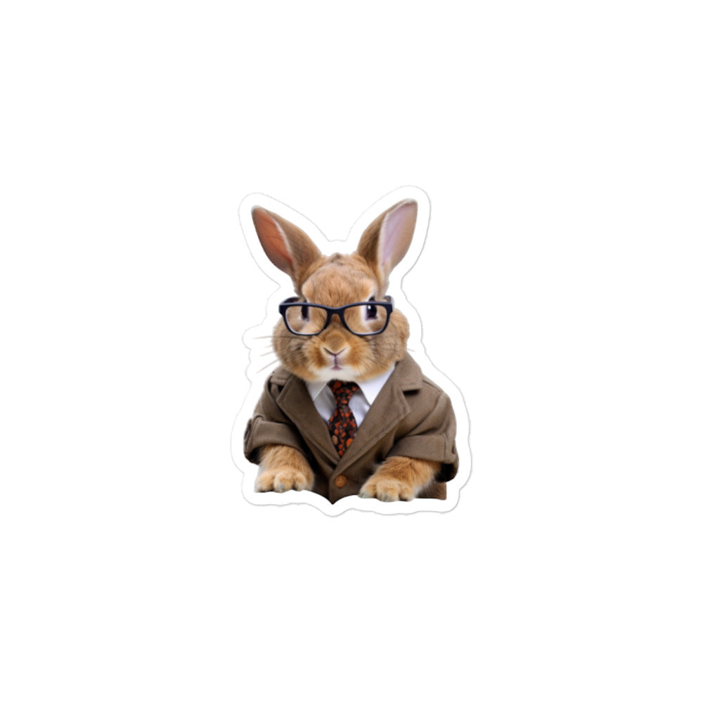 Mini Rex Enthusiastic Student Bunny Sticker - Stickerfy.ai