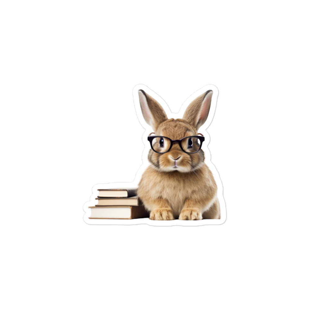 Mini Rex Enthusiastic Student Bunny Sticker - Stickerfy.ai