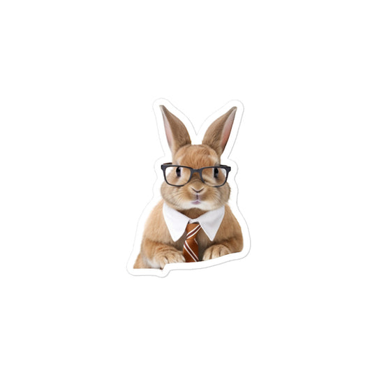 Mini Rex Enthusiastic Student Bunny Sticker - Stickerfy.ai