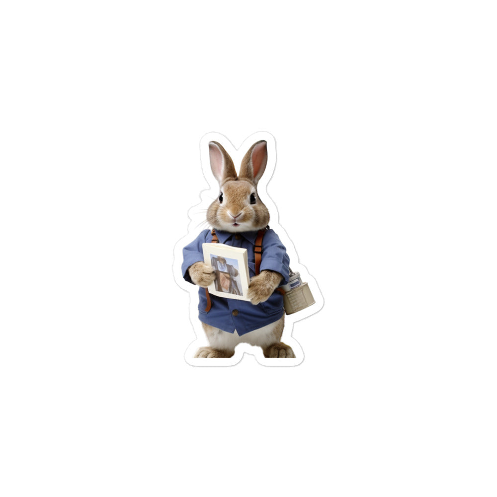 Mini Rex Mail Carrier Bunny Sticker - Stickerfy.ai