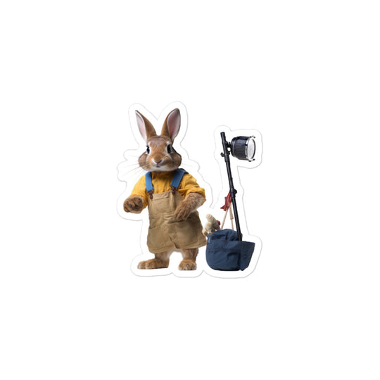 Mini Rex Diligent Janitor Bunny Sticker - Stickerfy.ai