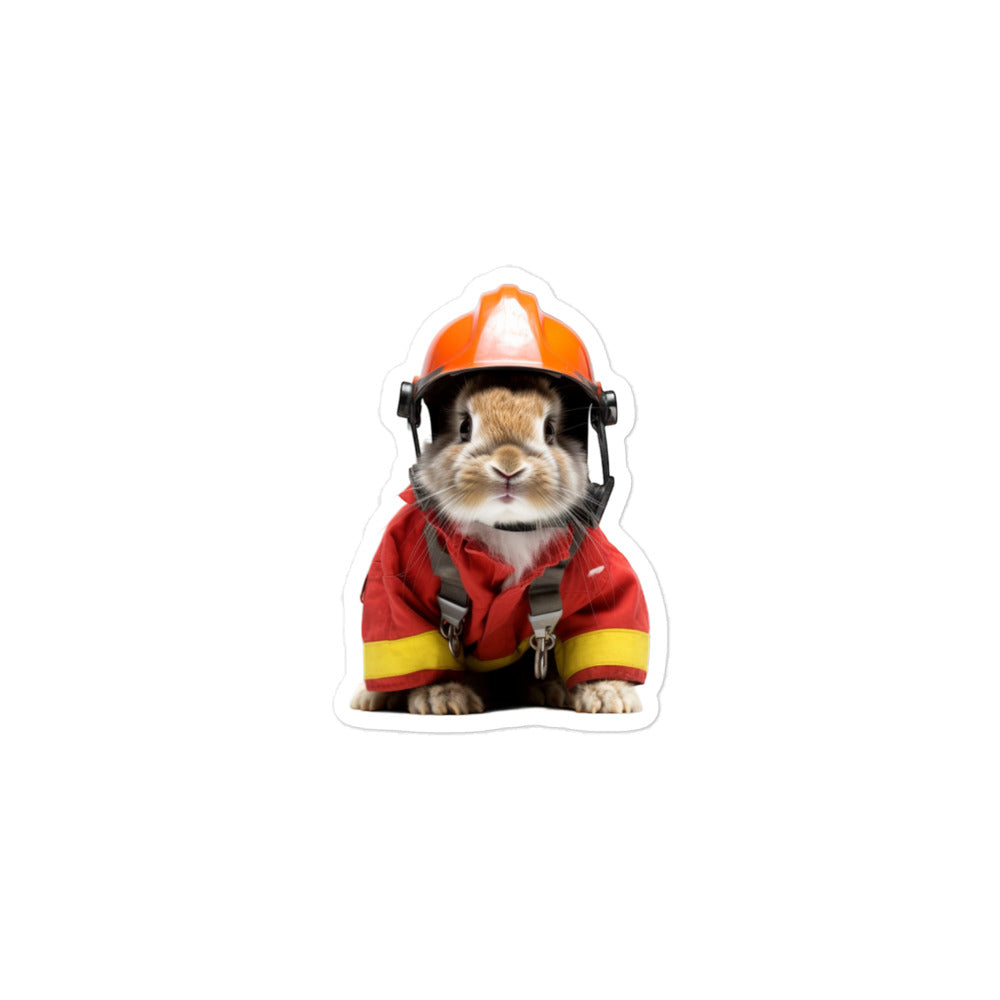 Mini Rex Brave Firefighter Bunny Sticker - Stickerfy.ai