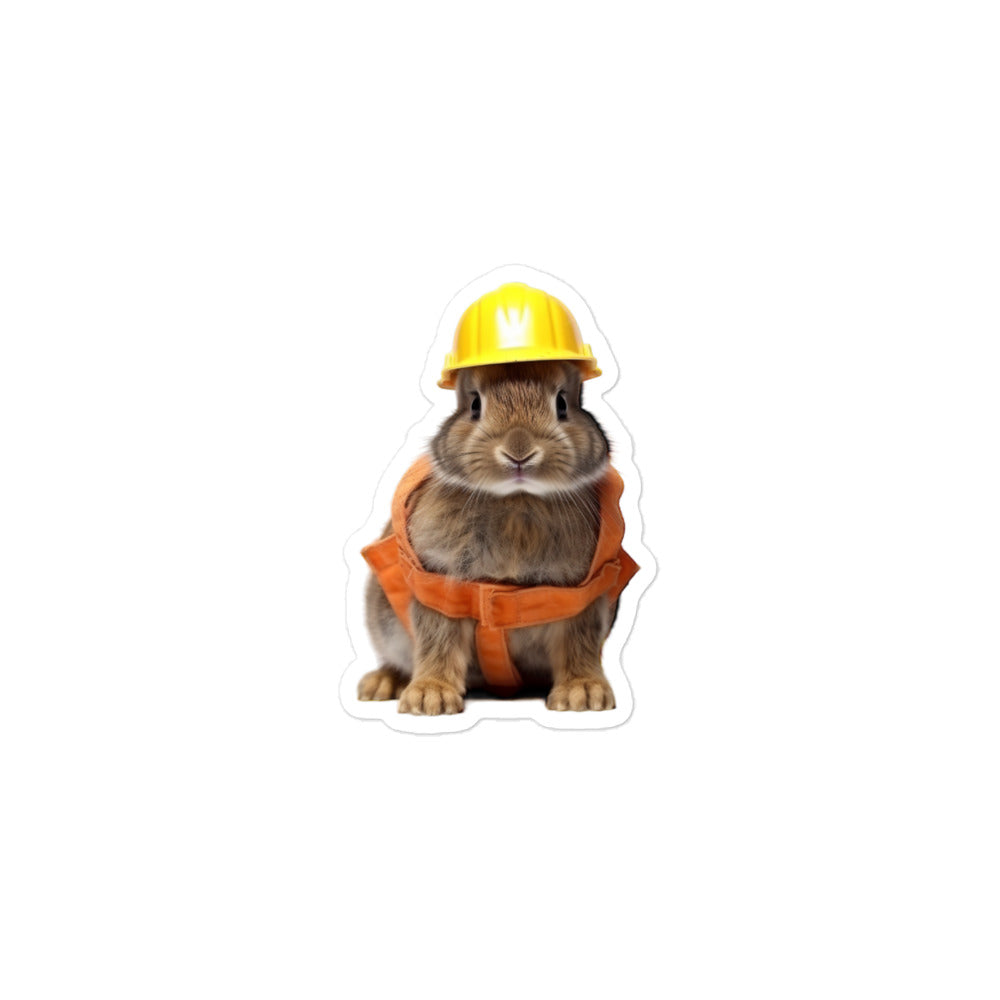 Mini Rex Contractor Bunny Sticker - Stickerfy.ai