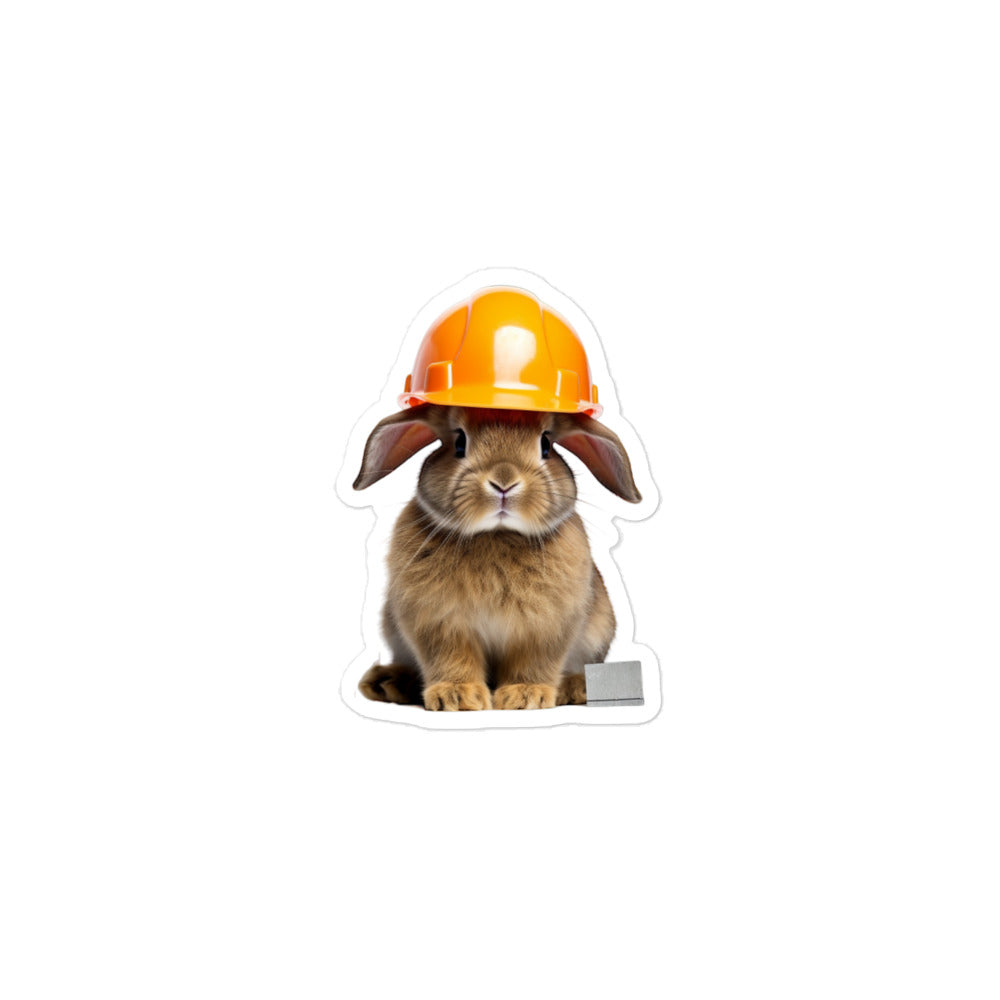 Mini Rex Contractor Bunny Sticker - Stickerfy.ai