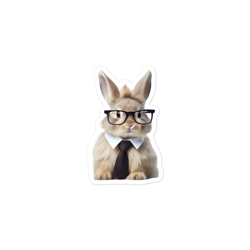 Mini Satin Enthusiastic Student Bunny Sticker - Stickerfy.ai