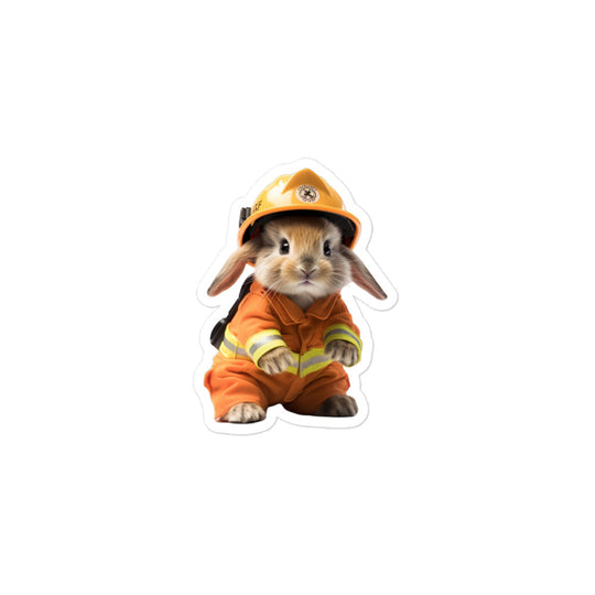 Mini Satin Brave Firefighter Bunny Sticker - Stickerfy.ai