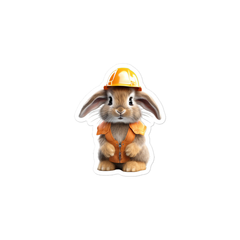 Mini Satin Contractor Bunny Sticker - Stickerfy.ai