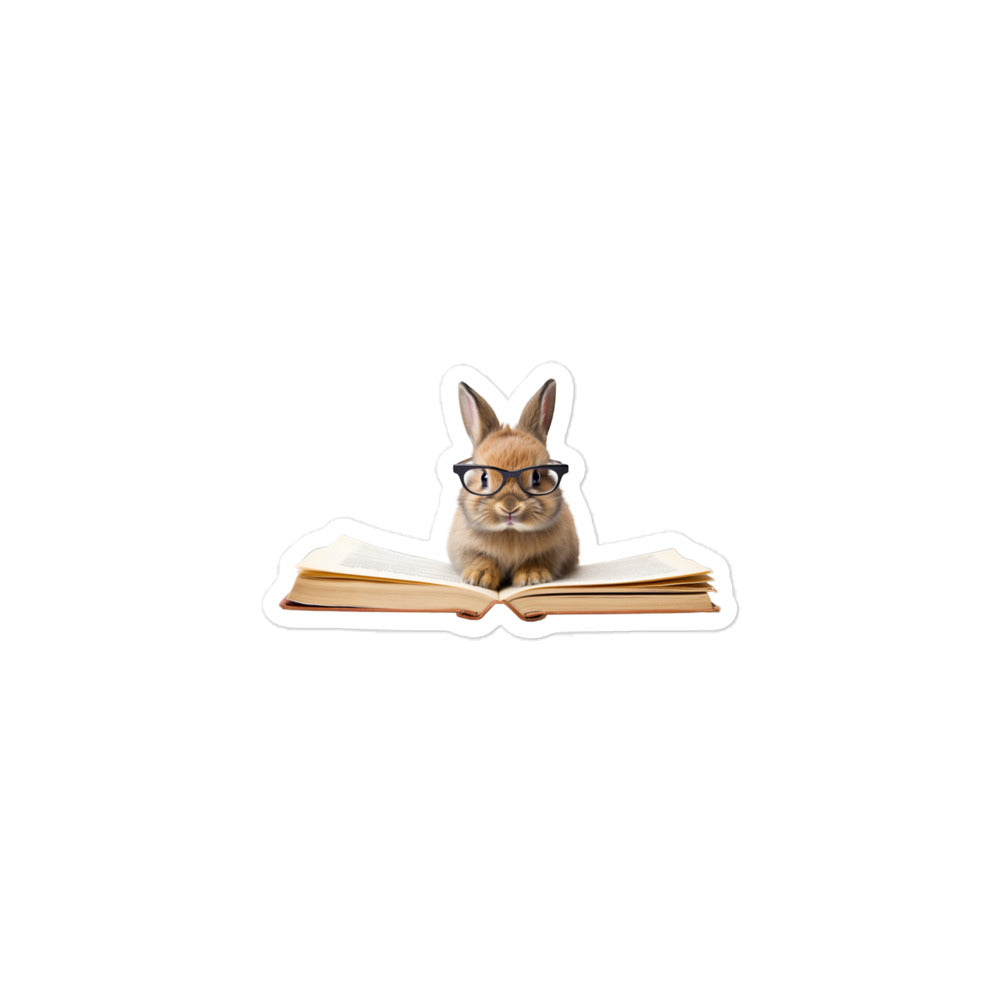 Netherland Dwarf Enthusiastic Student Bunny Sticker - Stickerfy.ai