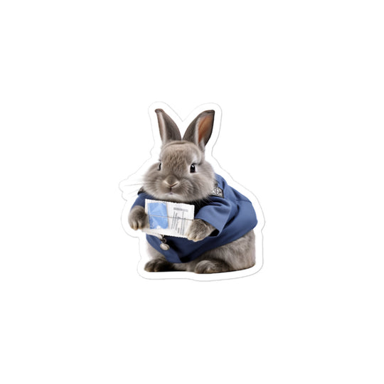 Netherland Dwarf Mail Carrier Bunny Sticker - Stickerfy.ai