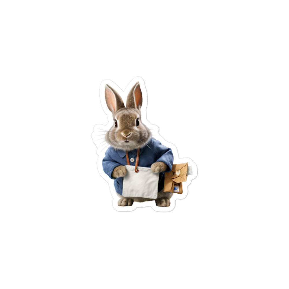 Netherland Dwarf Mail Carrier Bunny Sticker - Stickerfy.ai