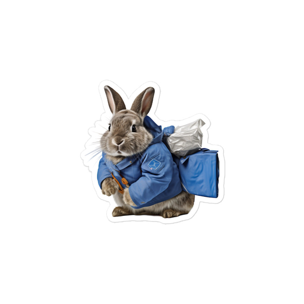 Netherland Dwarf Mail Carrier Bunny Sticker - Stickerfy.ai