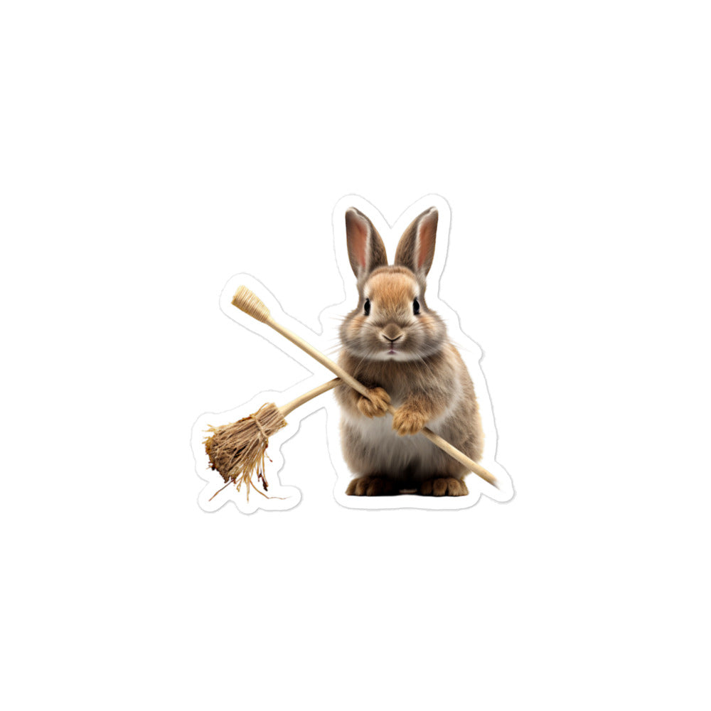 Netherland Dwarf Diligent Janitor Bunny Sticker - Stickerfy.ai