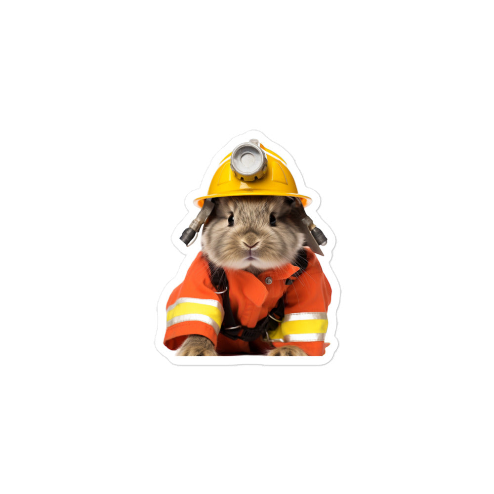 Netherland Dwarf Brave Firefighter Bunny Sticker - Stickerfy.ai