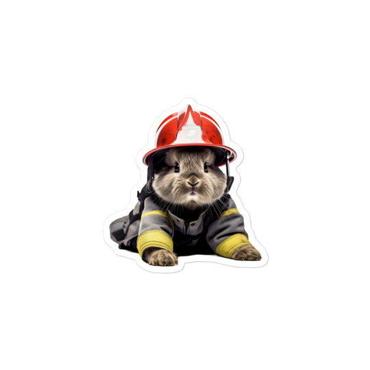 Netherland Dwarf Brave Firefighter Bunny Sticker - Stickerfy.ai