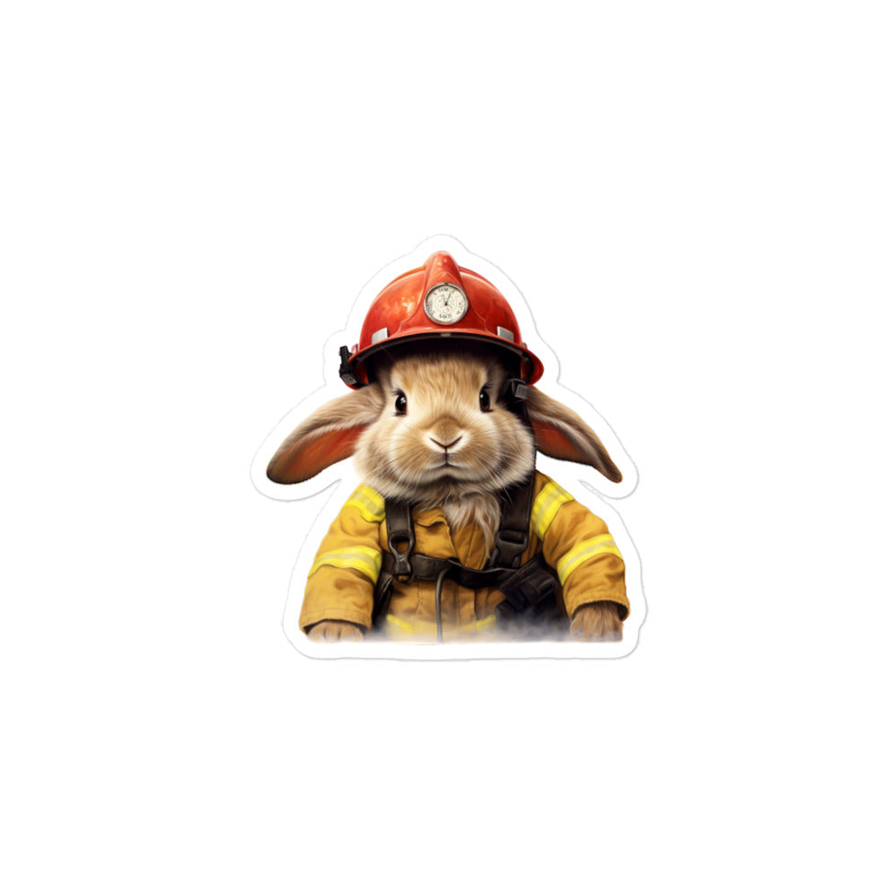 Rhinelander Brave Firefighter Bunny Sticker - Stickerfy.ai
