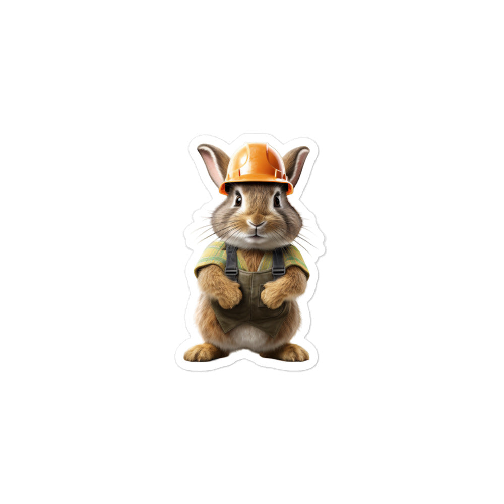 Rhinelander Contractor Bunny Sticker - Stickerfy.ai