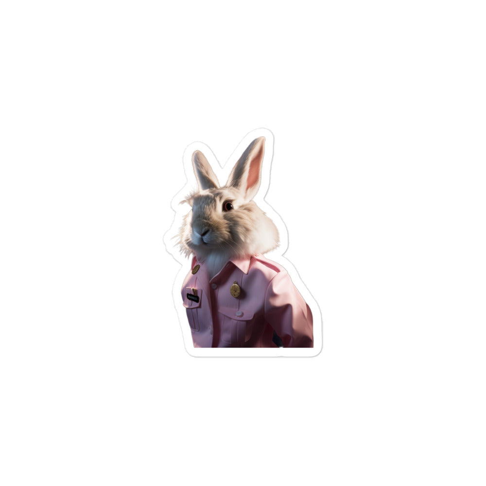 Satin Angora Transit Operator Bunny Sticker - Stickerfy.ai