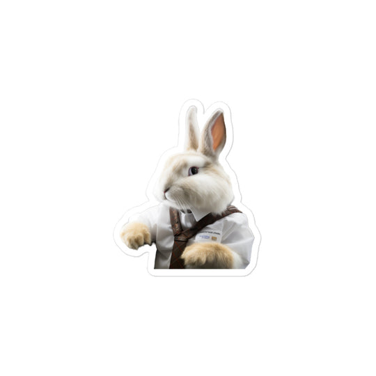 Satin Angora Transit Operator Bunny Sticker - Stickerfy.ai