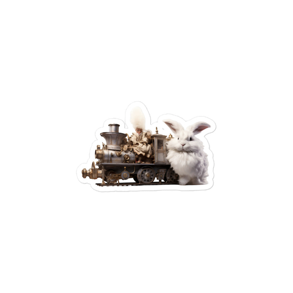 Satin Angora Transit Operator Bunny Sticker - Stickerfy.ai